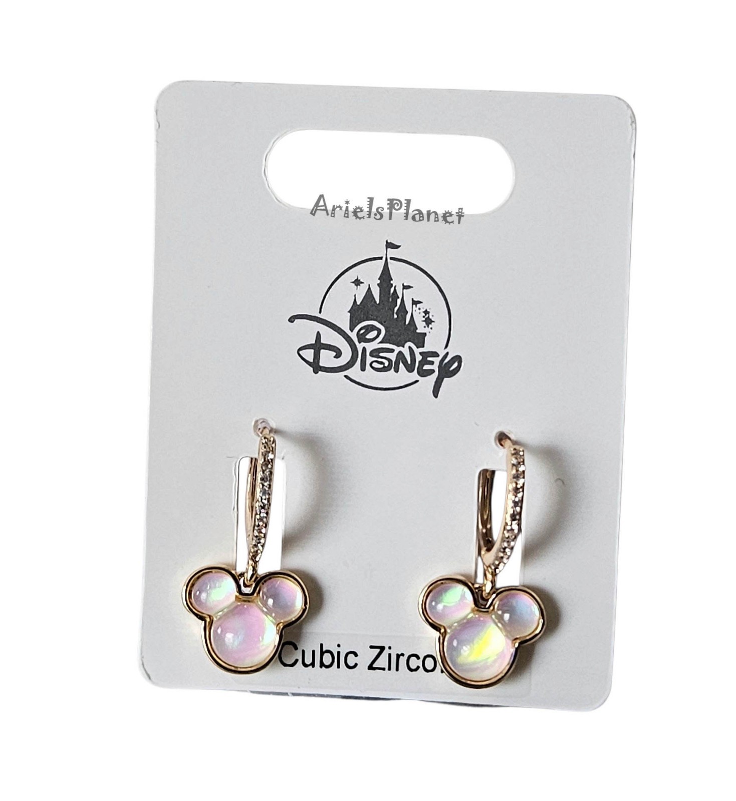 2026 Disney Parks Mickey Mouse Cubic Zirconia Pink Dangle Earrings