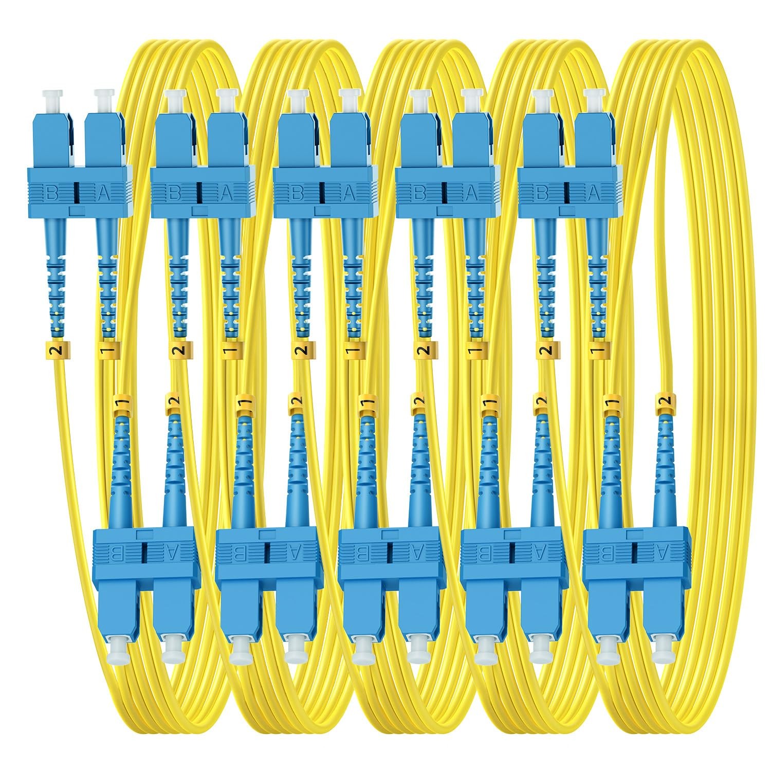 5 PCS OS2 SC To SC Single Mode Fiber Patch Cable 9/125um LSZH 2m/6ft 1G/10G