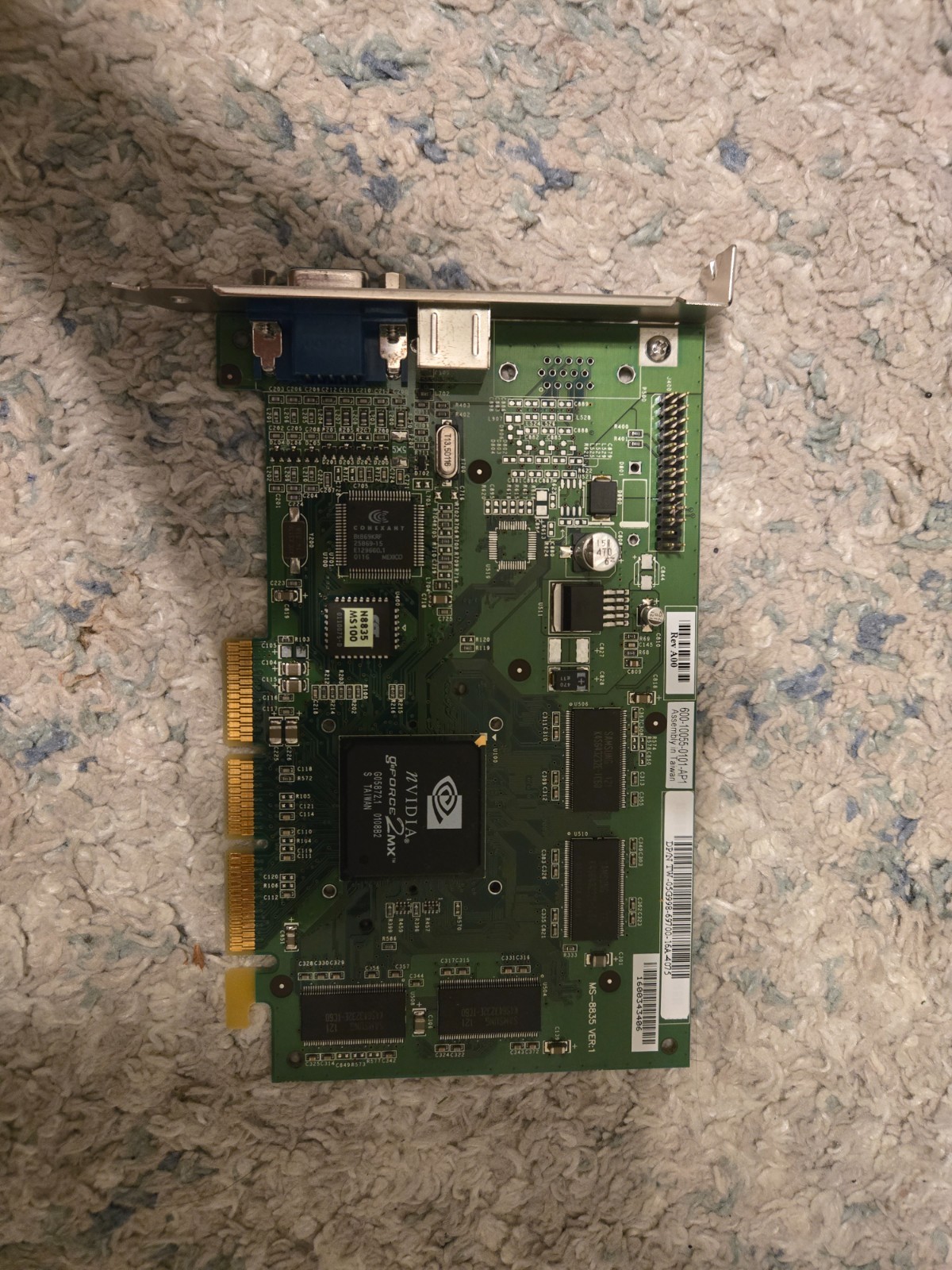 Niche desktop part. Nvidia GeForce2 mx. Color green. Quality good. Used