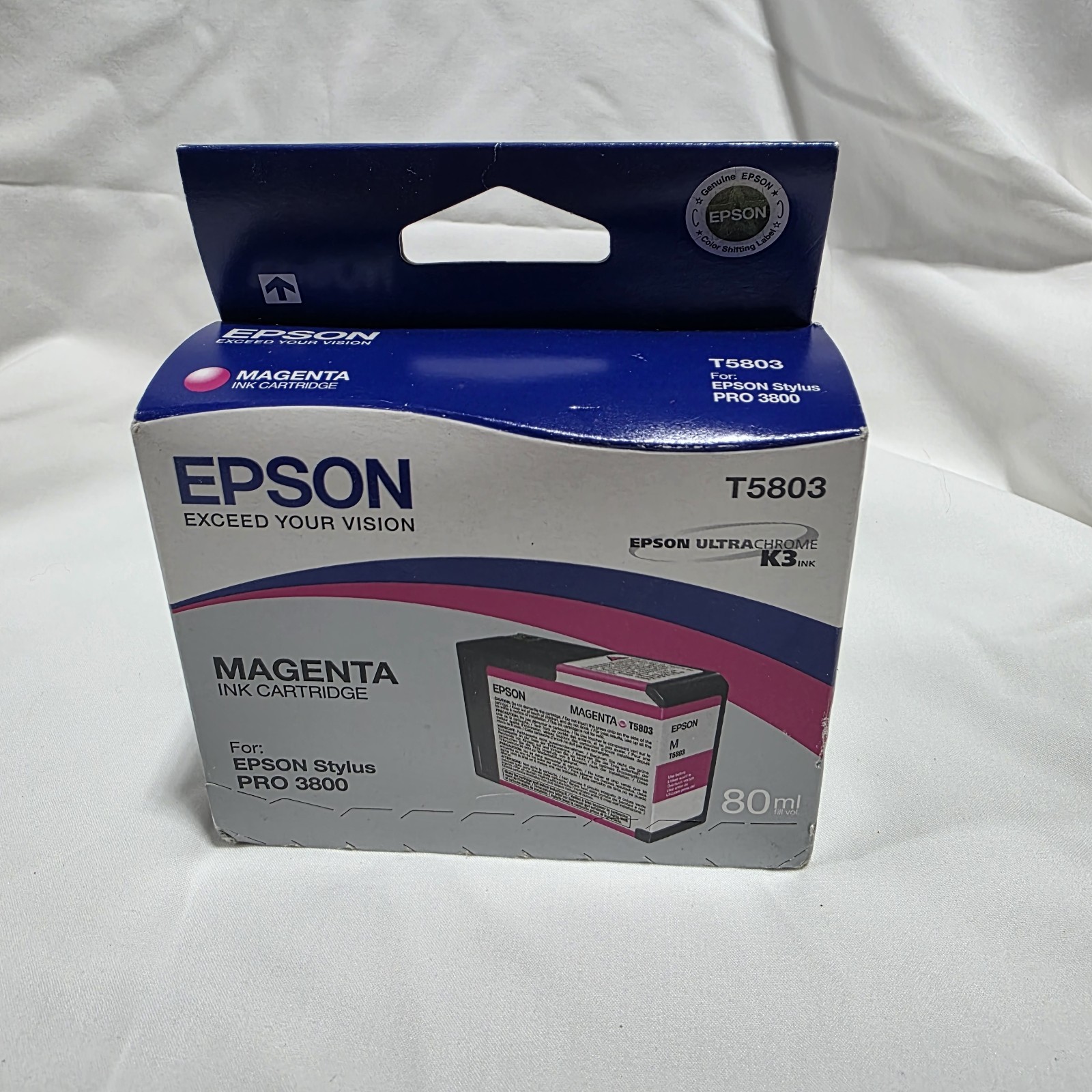 Genuine EPSON T5803 Magenta Ink Cartridge - Exp. 2010, NEW in BOX, Sealed Pack