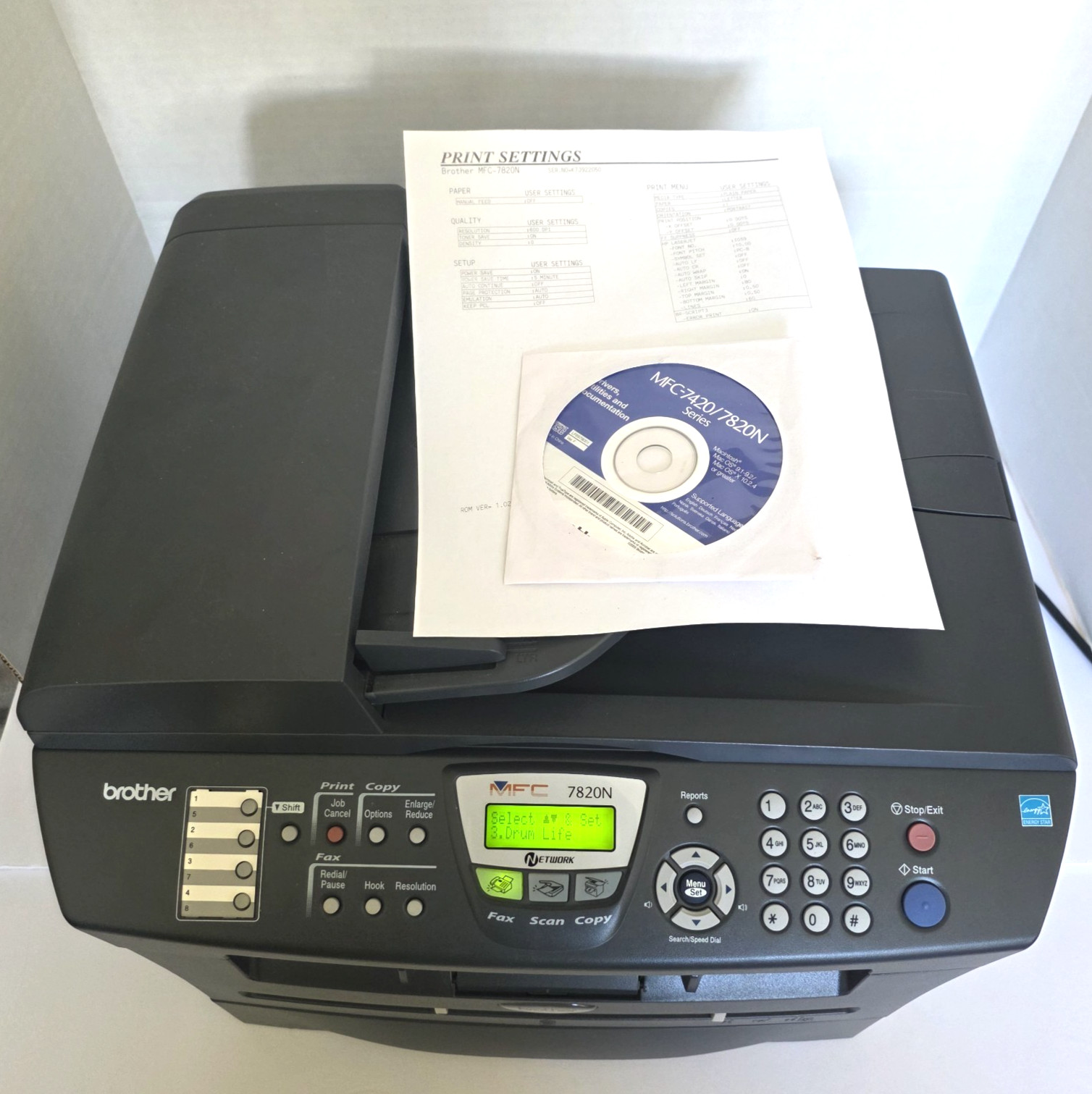 Brother MFC-7820N All-In-One Laser Printer, Copier, Scanner, Fax 4760 Pgs Tested