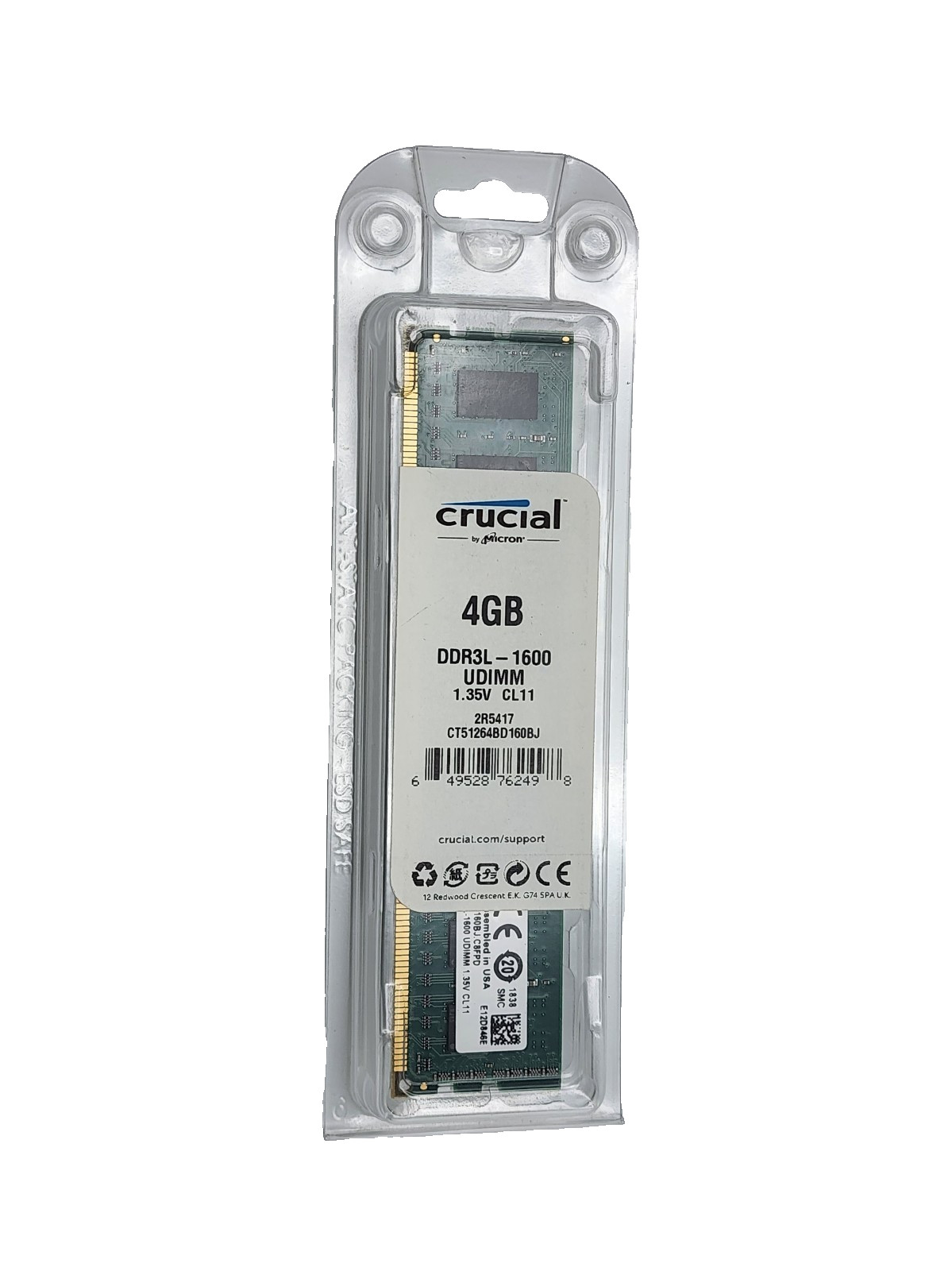 New CRUCIAL 4GB DDR3 DIMM CT512648D160BJ UPC 649528762498 MEMORY