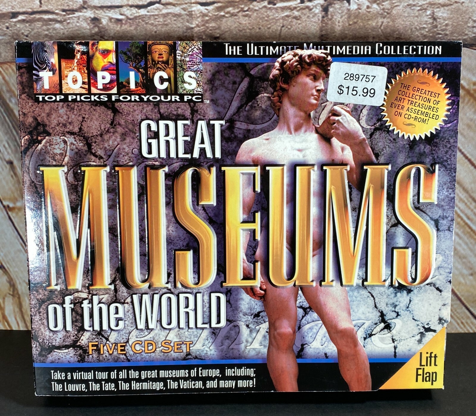 SEALED Great Museums Of The World, 1999 Big Box PC, CounterTop Software CD Win95