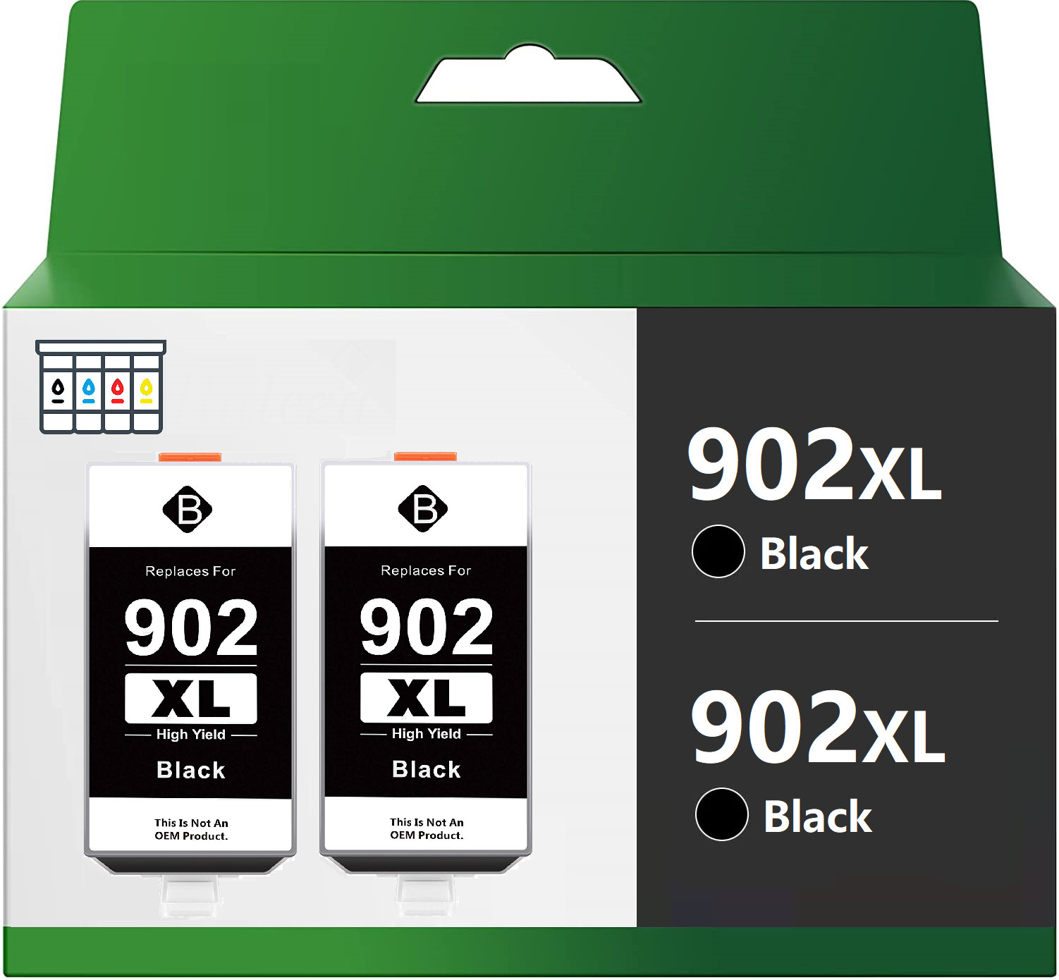 2pk 902XL Black Ink Cartridges for HP 902 Officejet Pro 6960 6968 6970 6975
