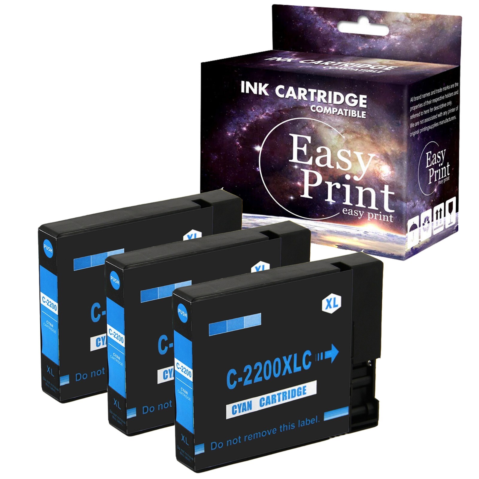 3PK PGI 2200 Ink Cartridge Cyan for Canon Maxify MB5420 iB4020 iB4120 Printer