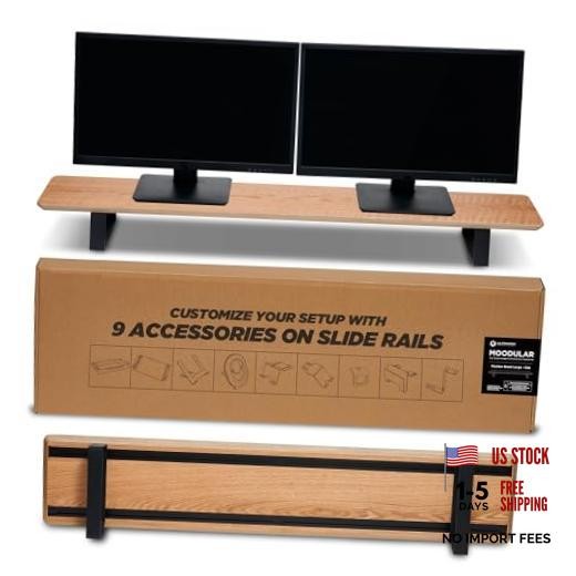 Moodular Wooden Monitor Stand Desk Organizer, Large 45.6" 02 Large Stand Oak