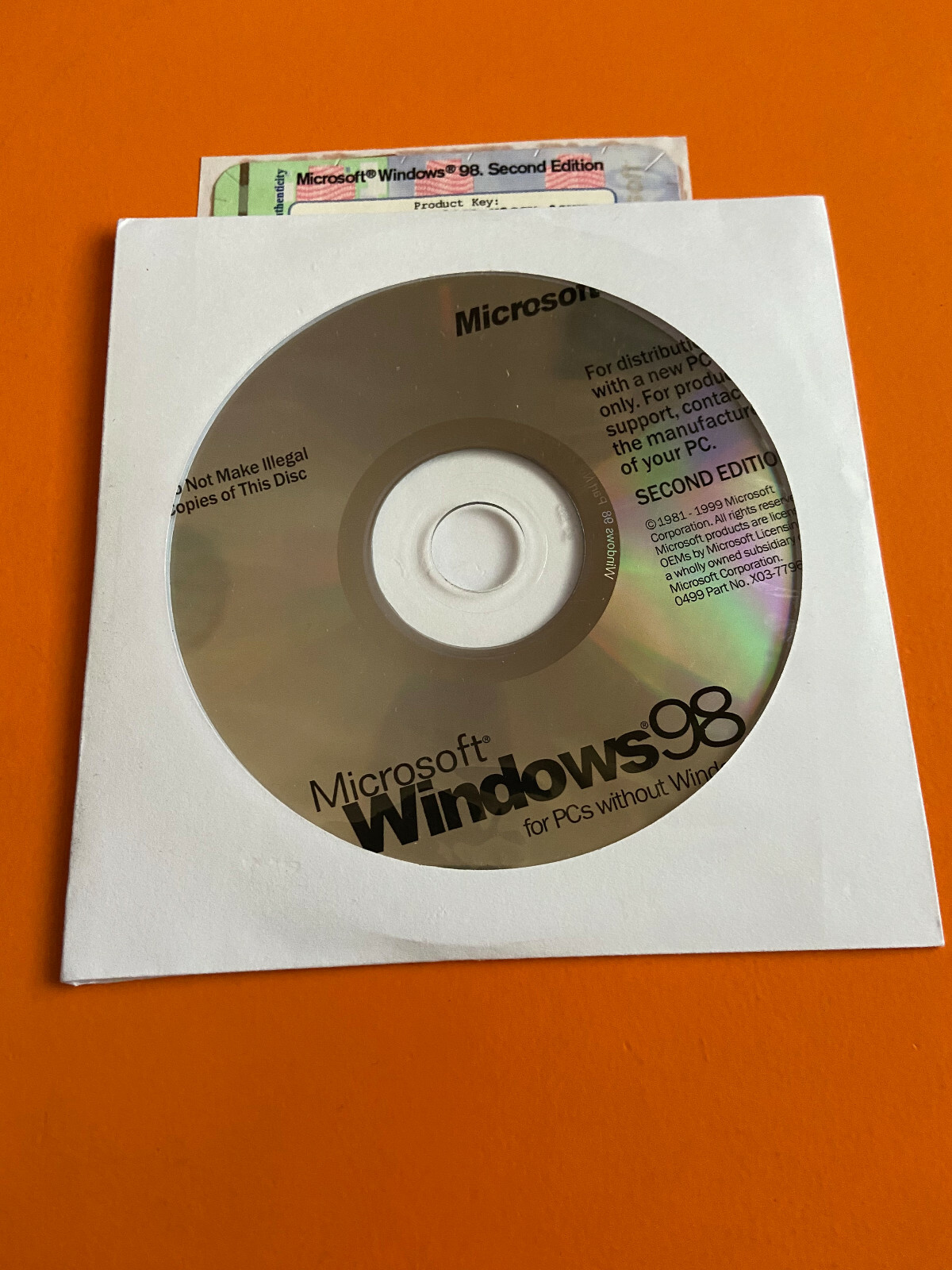 Windows 98 Second Edition Microsoft  Operating system SE NOT 4 (Virtual Machine)