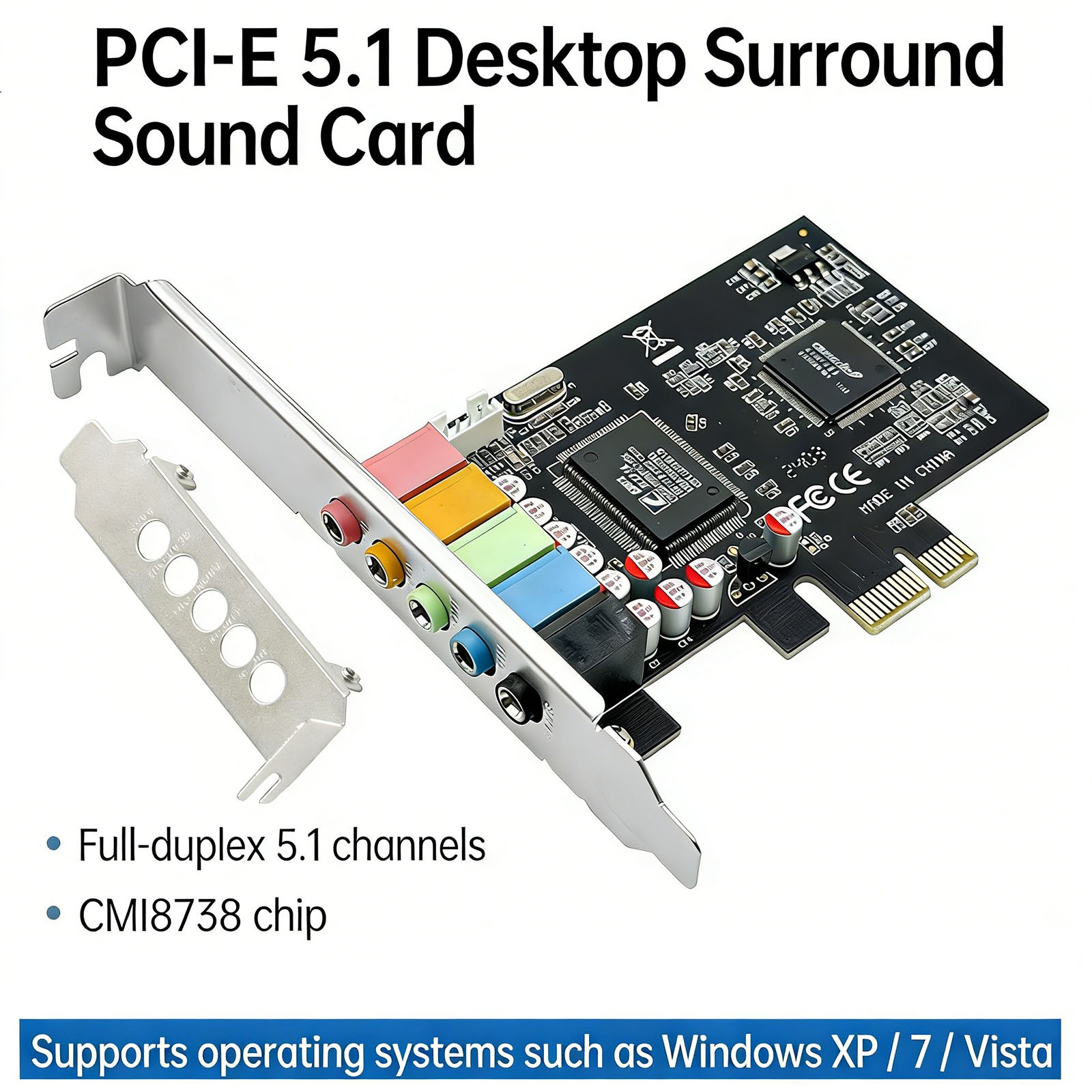 PCI-E Express 5.1ch CMI8738 Audio Sound Card w/Low Profile Bracket US Stock