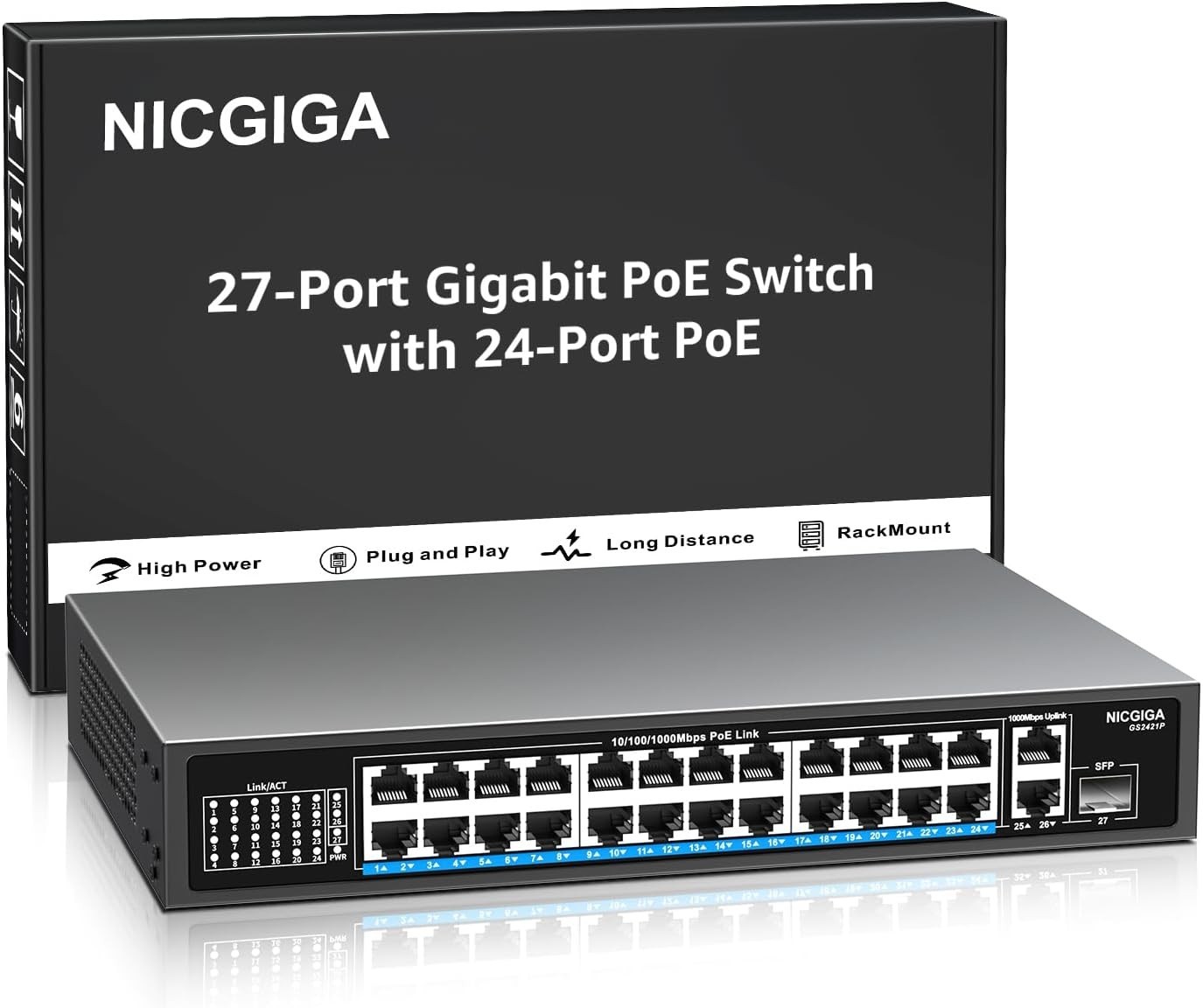 High-Performance 24-Port PoE Switch with Lightning Protection for Safe Operation