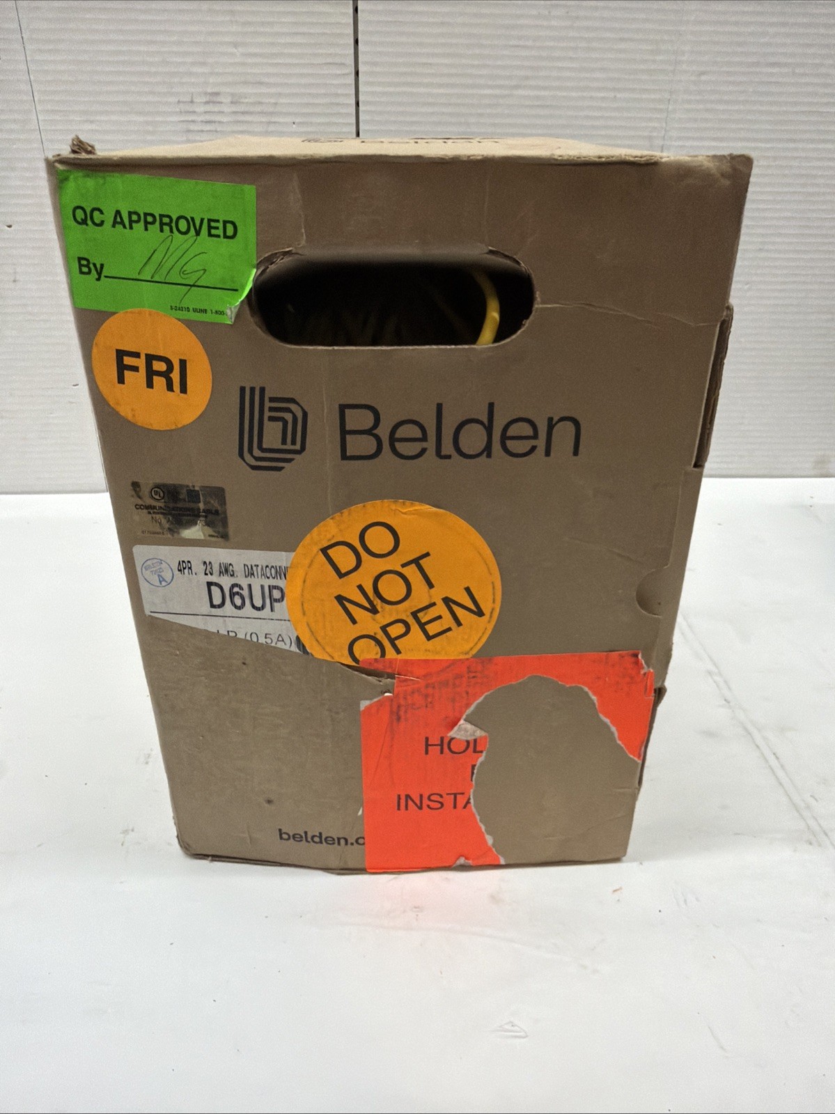 Belden D6UP Cat6 Plenum Yellow Solid Copper 23 AWG USA Made 1000ft