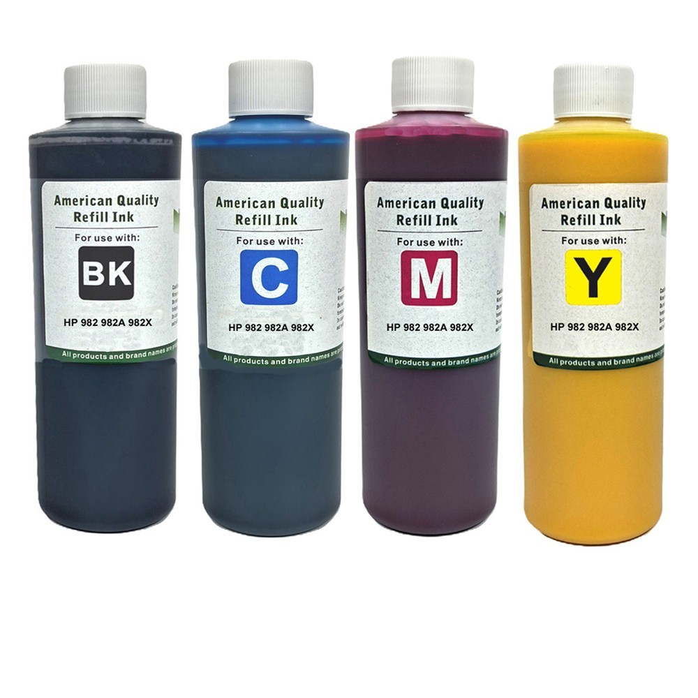 Ink Refill Kit BKCMY Pigment Ink for HP 982 982A 982X-Premium Refill Ink-4X500ml