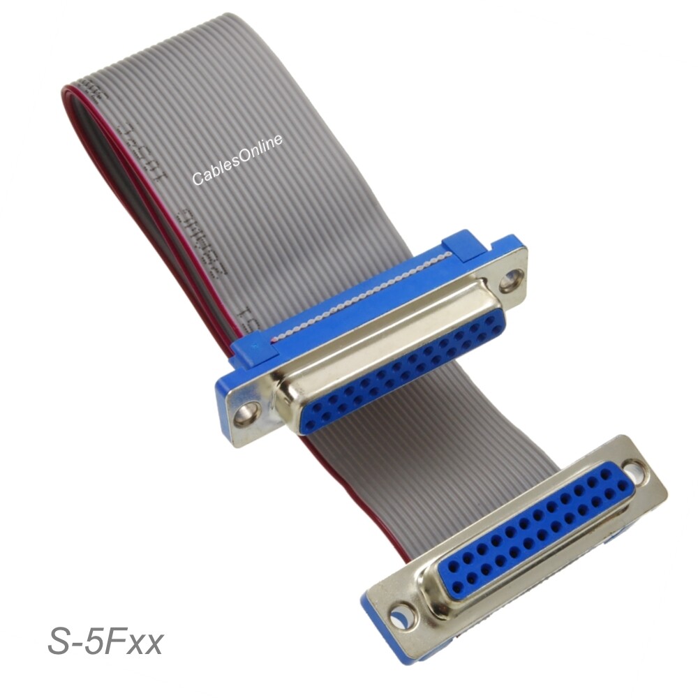 DB25 Female to DB25 Female 25-wire 28AWG Flat Ribbon Cable