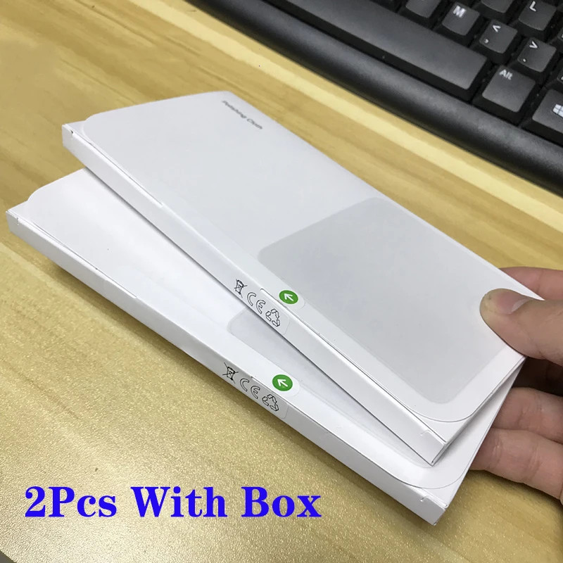 2PCS Microfiber Polishing Cloth for Apple iPhone iPad Tablet Screen Cleaner Box