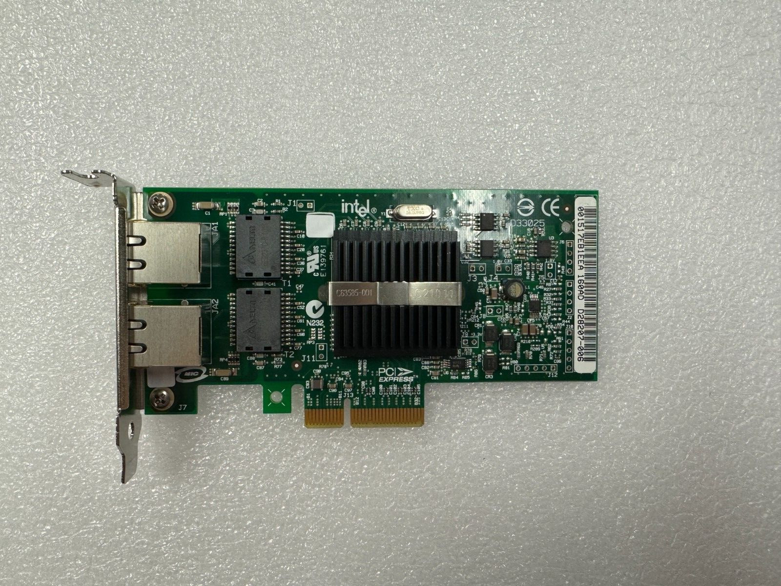 SUN Intel PRO/1000PT Dual Port PCI-E Network Adapter 371-0905-04 LPF