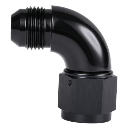 90 Degree Male to Female Swivel Full Flow Fitting Adapter 8AN Black - 90 Degree