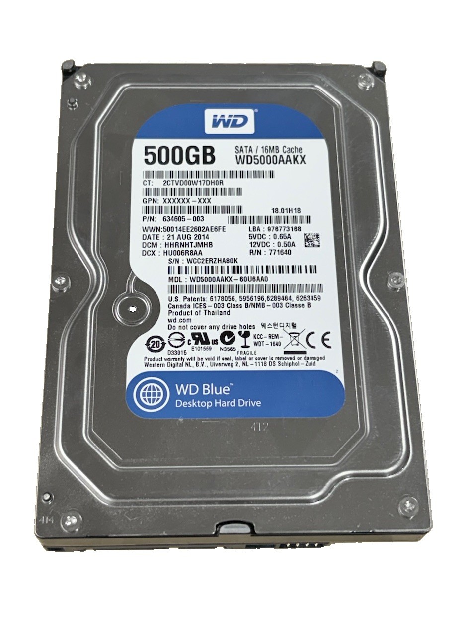 Western Digital WD5000AAKX 500GB SATA 7.2K RPM 3.5 HARD DRIVE