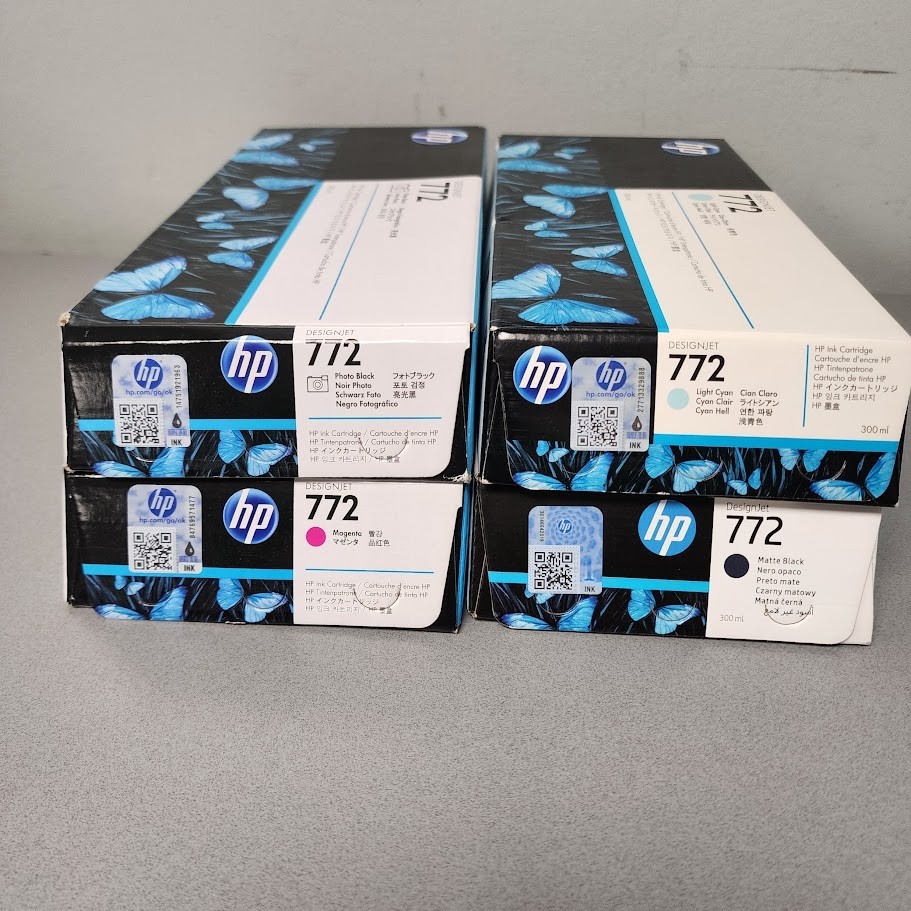 Genuine HP 772 Ink Cartridge Set Matte Black Photo Black Magenta Light Cyan 300m