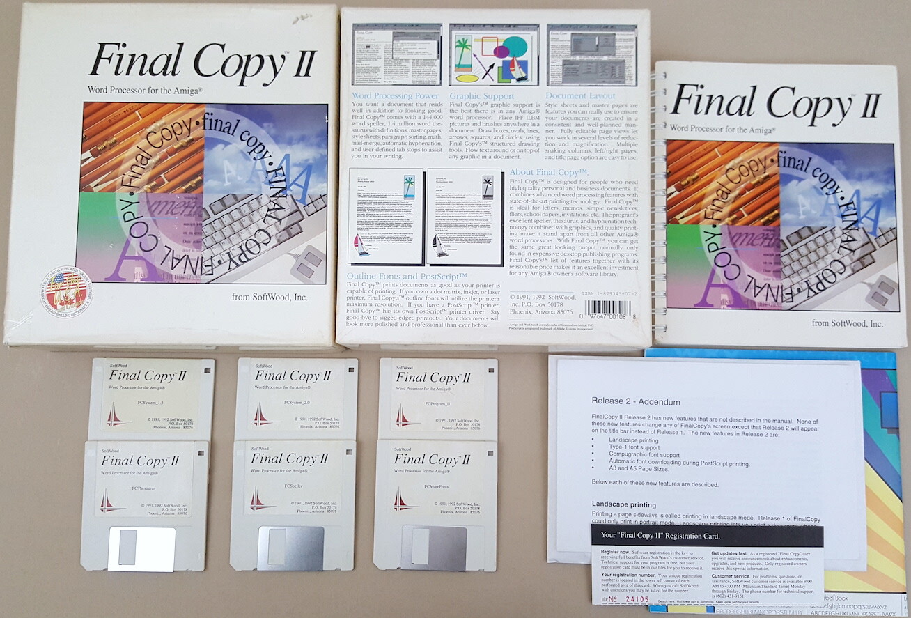 Final Copy II Release 2 ©1992 SoftWood Word Processor for Commodore Amiga BOXd 2