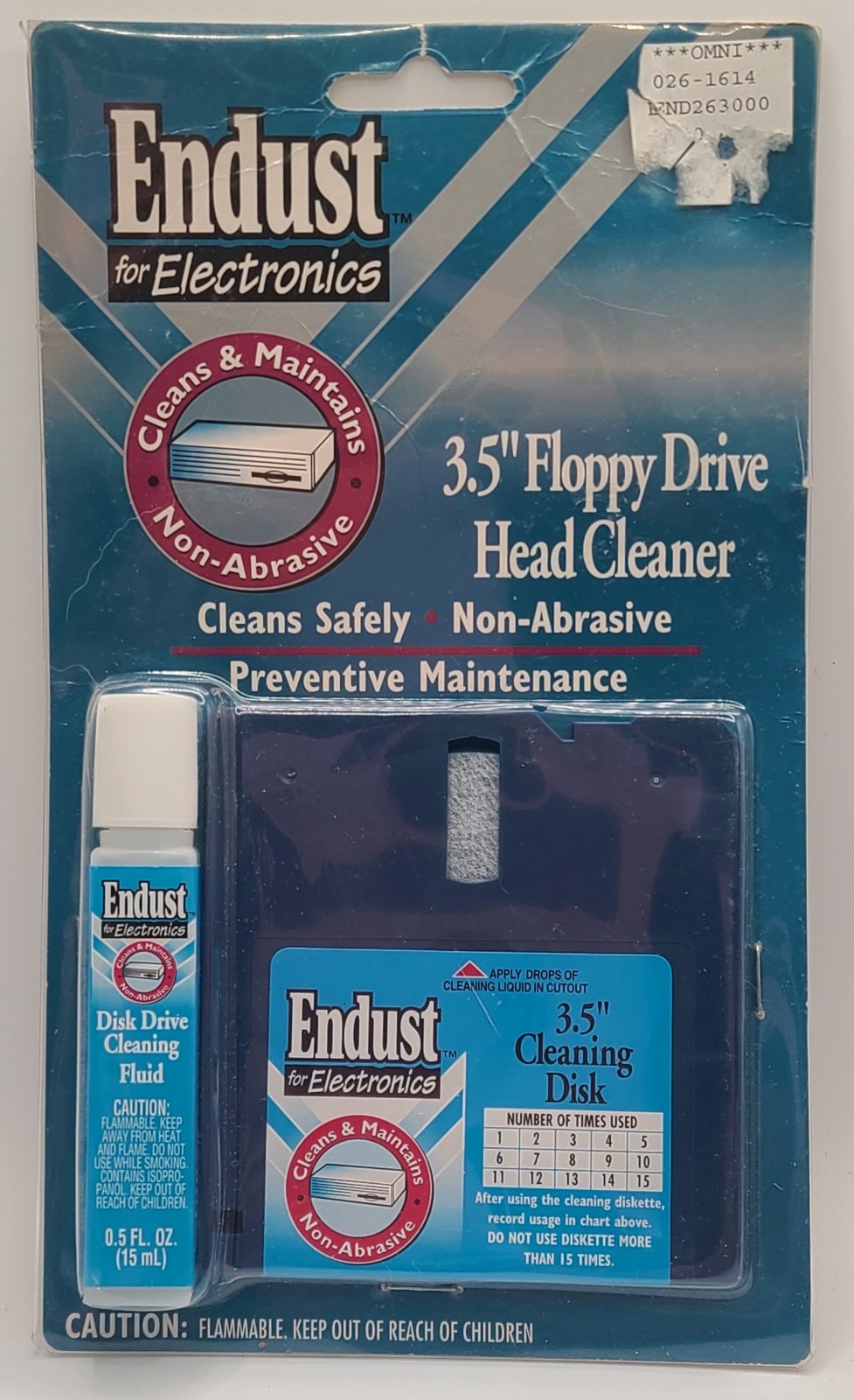 NOS Endust For Electronics 3.5” Floppy Drive Head Cleaner Cleaning Disk & Liquid