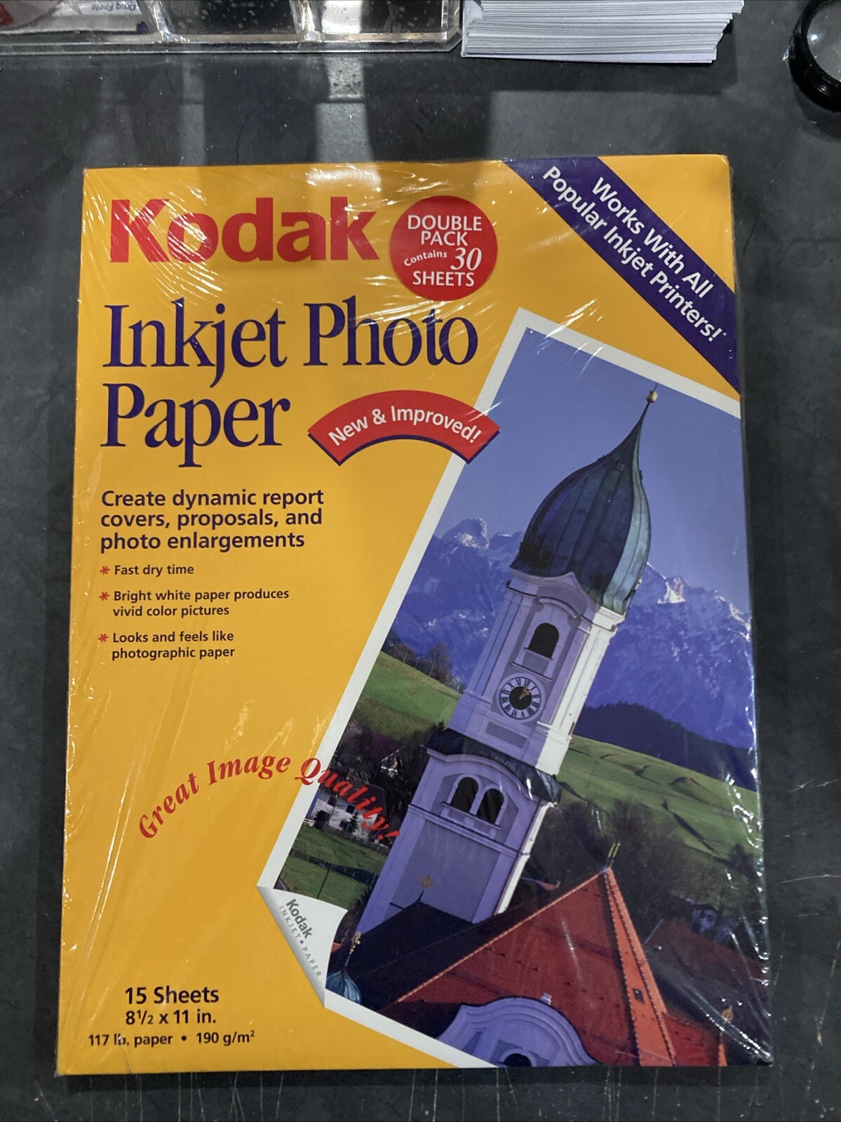 2 pack Kodak Inkjet Photo Paper 15 Sheets each 8.5" x 11" 117lb paper