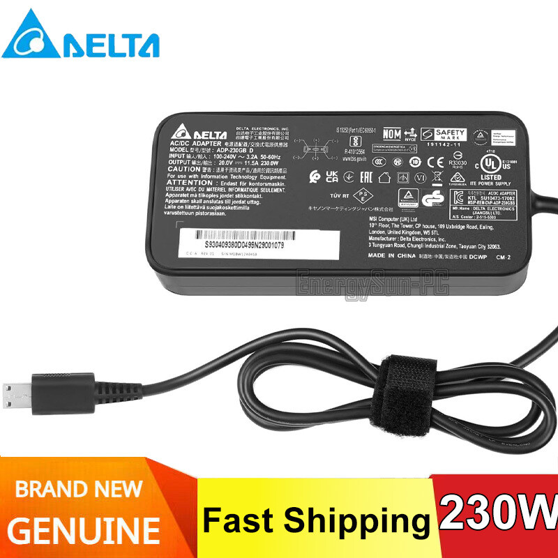 ADP-230GB D Original DELTA 20V 11.5A AC Adapter MSI Gaming Power Supply Charger