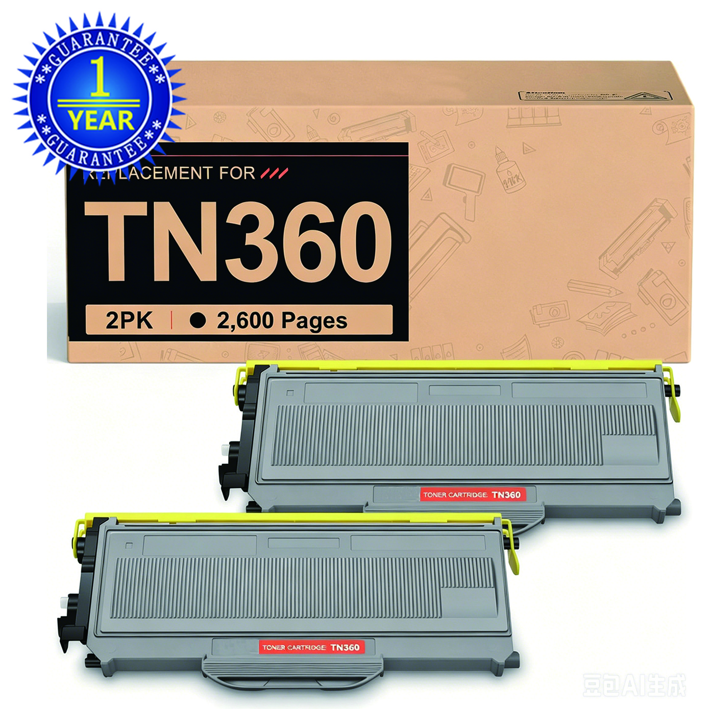 2x TN360 Toner Cartridge Compatible For Brother  TN360 HL-2140 HL-2150N HL-2170W