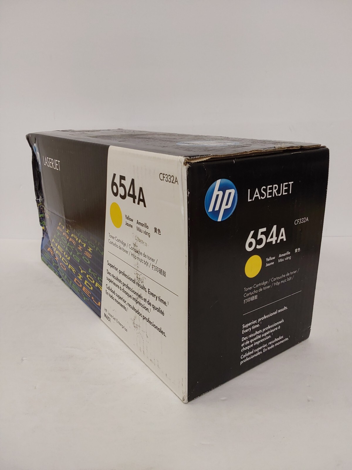 HP 654A Yellow Toner Cartridge LaserJet Enterprise M651 (CF332A) Damaged Box