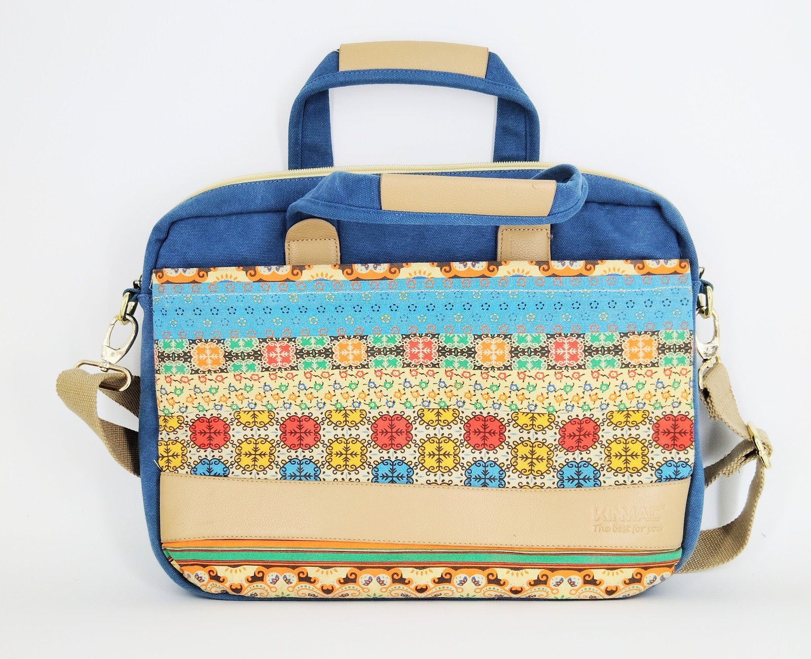 KINMAC Laptop Bag 15" Shoulder Messenger Case Colorful Pattern Canvas