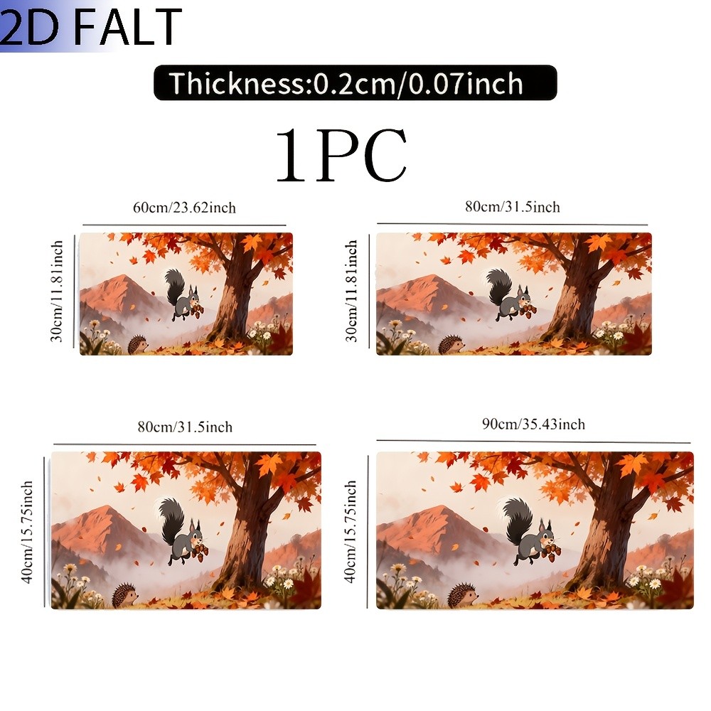 1pc Extra Large, Non-Slip Desk Mat, Mouse Pad, Autumn Maple Leaf Forest with S