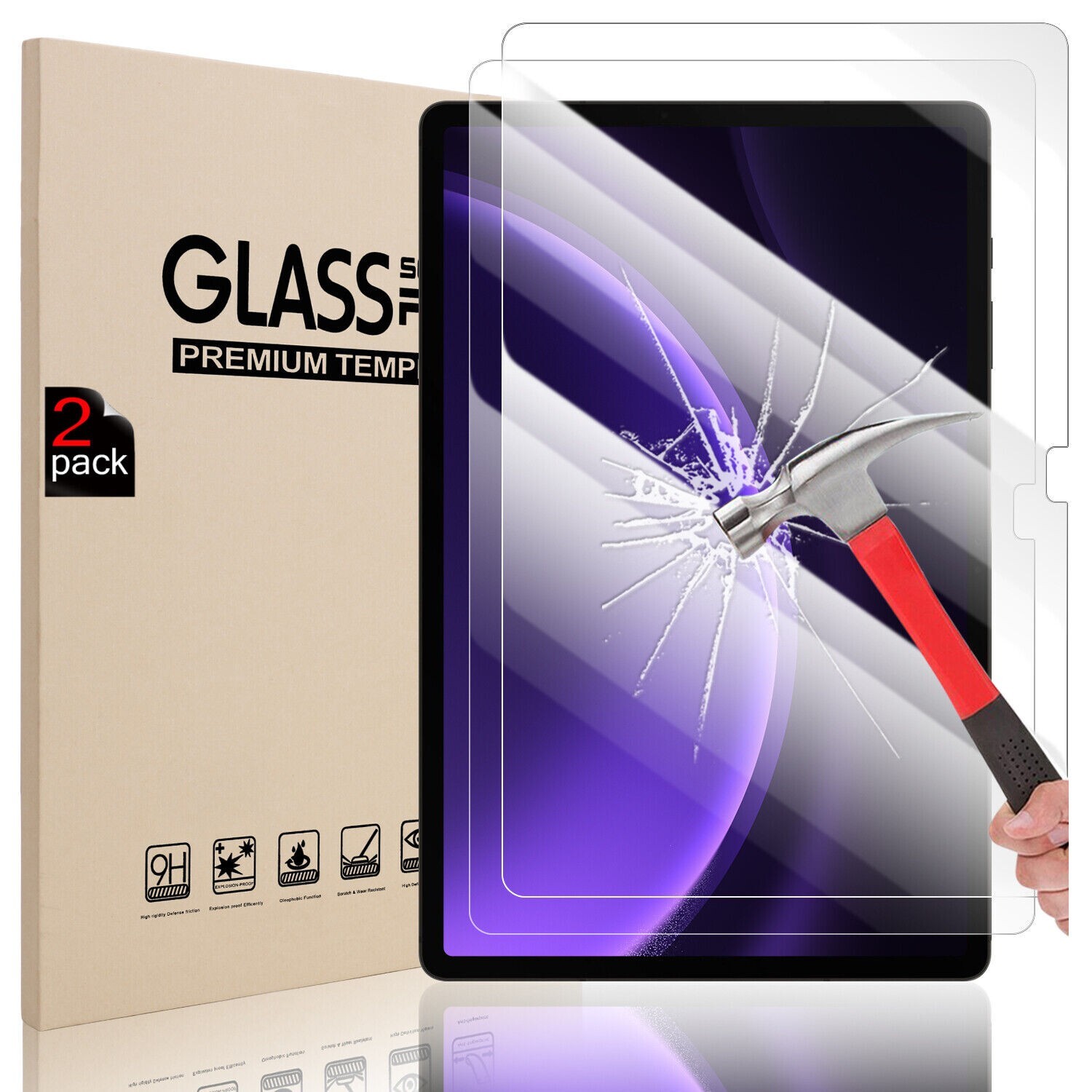 2X Samsung Galaxy Tab S10 FE 5G SM-X520/526B/528 Tempered Glass Screen Protector
