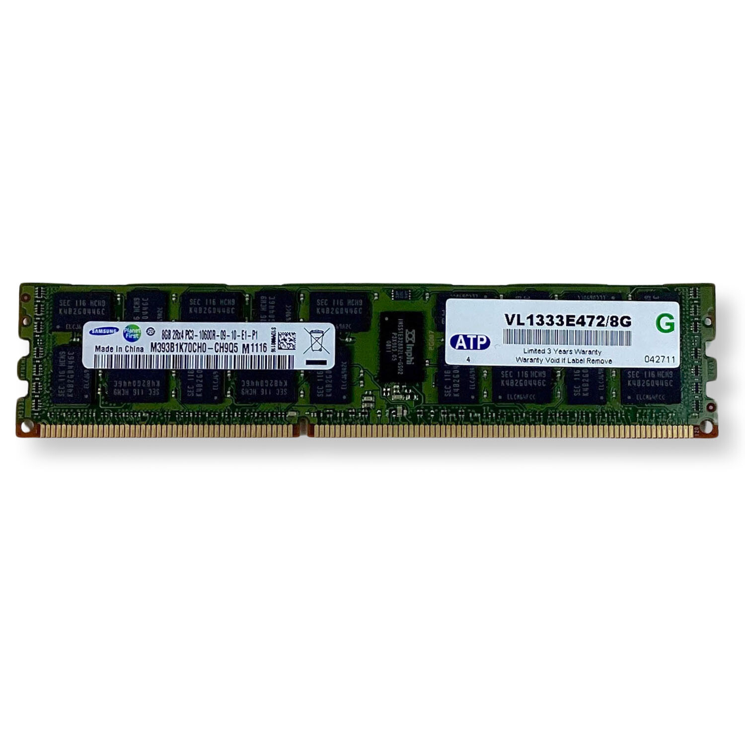 Samsung 64GB 8x8GB PC3 Reg 1333MHz 2Rx4 1.5V DDR3 Server RAM M393B1K70CH0-CH9Q5