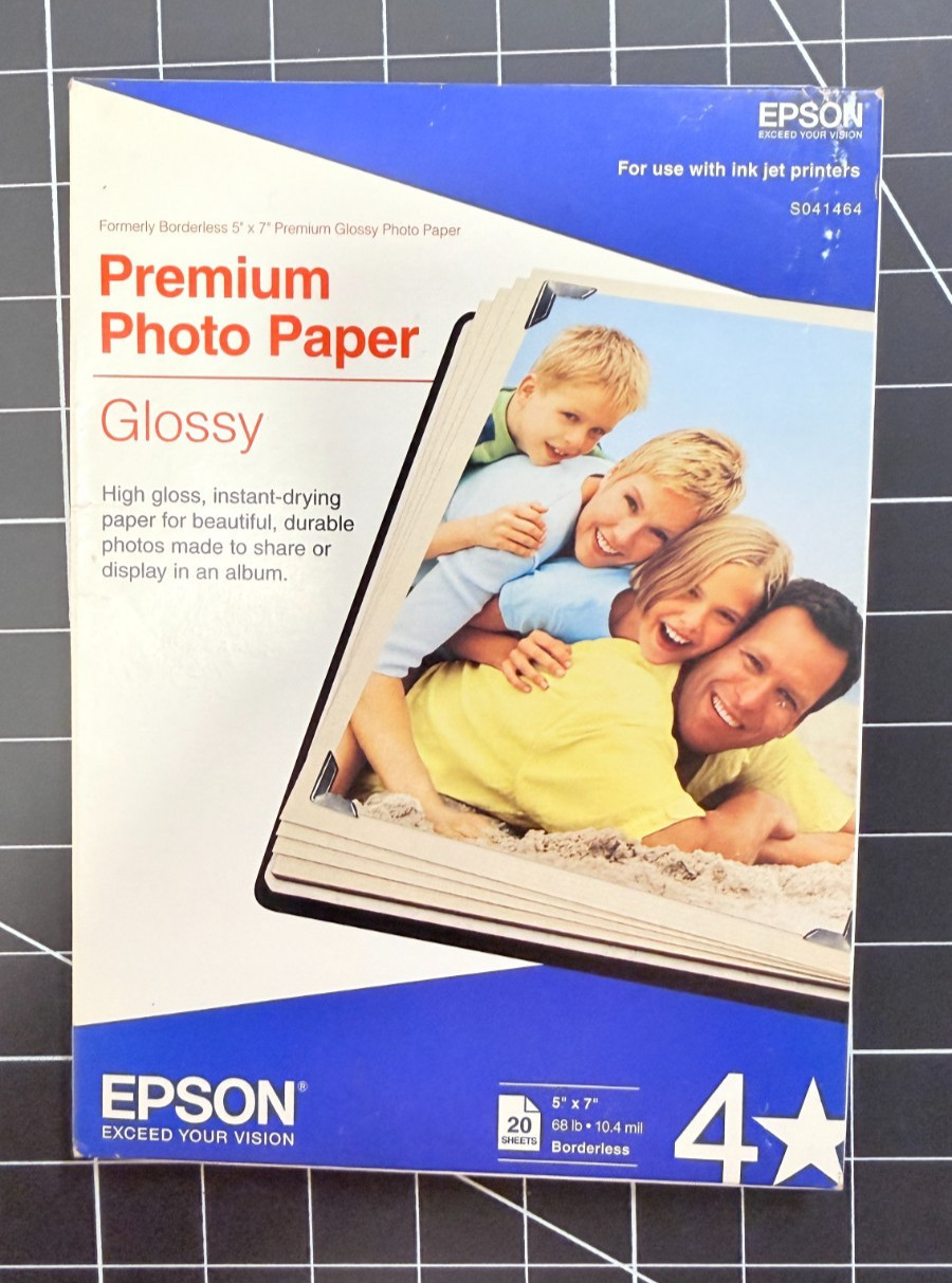 Epson Premium Photo Paper Glossy 5" x 7" - 20 Sheets (S041464) Brand New