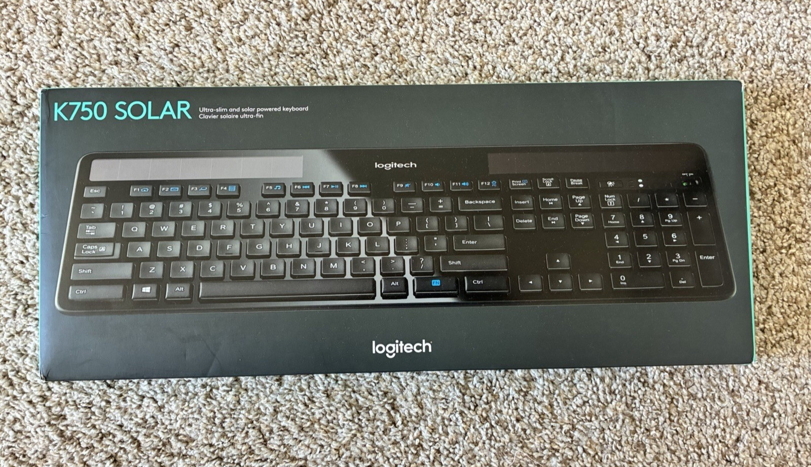 Logitech K750 Wireless Solar Keyboard Black, Rechargeable Solar Power