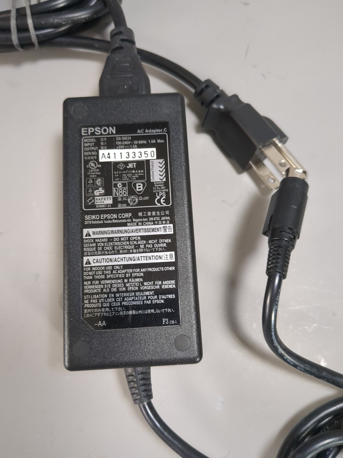 Genuine Epson AC Adapter C DA-36E24 24V 1.5A Power Supply TM-U220 TM-T88 OEM
