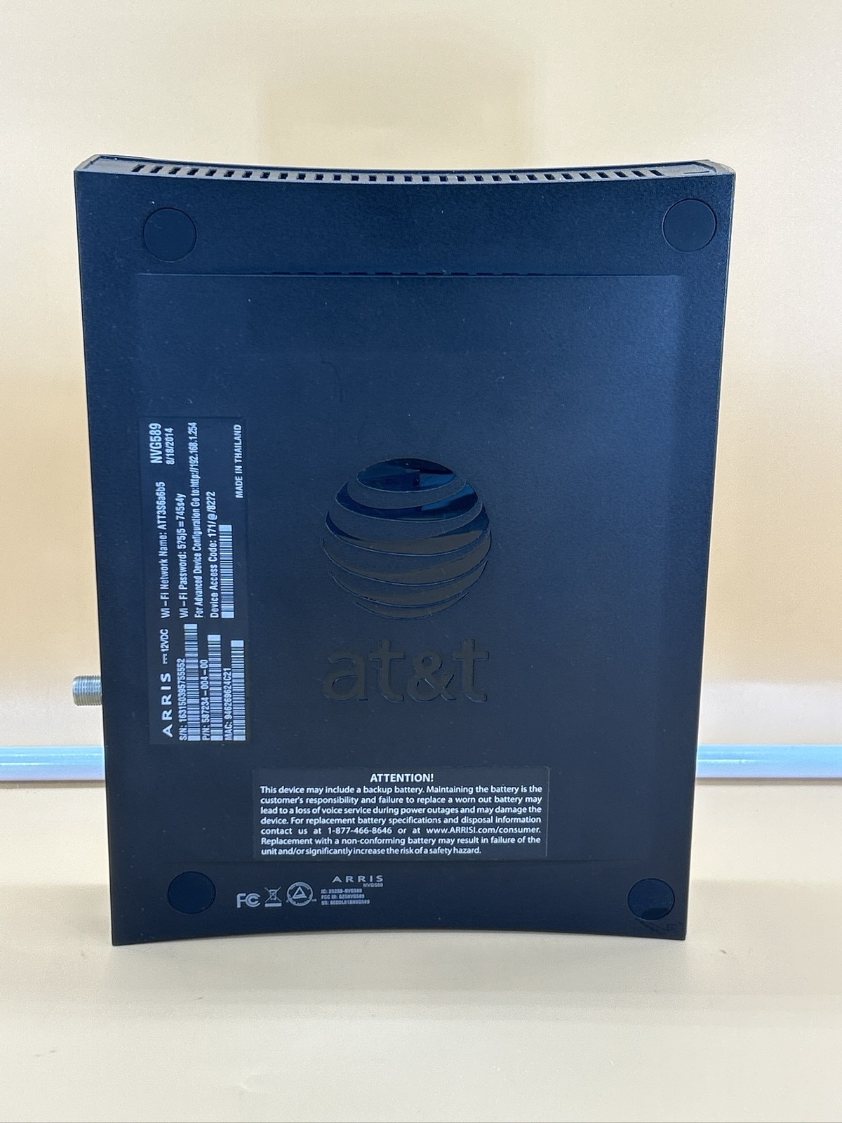 AT&T U-Verse ARRIS NVG589 Wi-Fi Modem Router Black Gateway