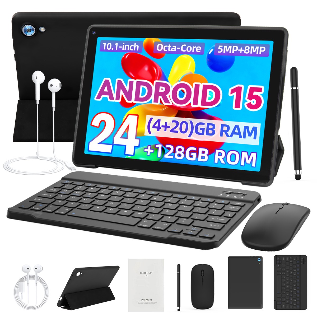 10Set Octa-Core Android 15 Tablet 10.1" 24GB RAM 128GB ROM WiFi 6 Face ID Unlock