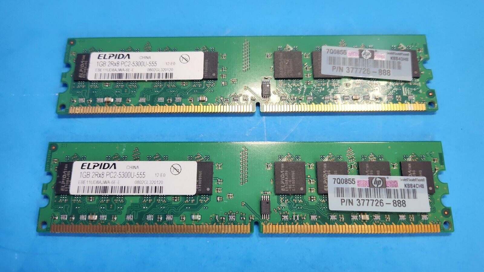 Elpida 2GB (2x1GB) 2Rx8 PC2-5300 DDR2-667 Desktop RAM Memory HP 377726-888