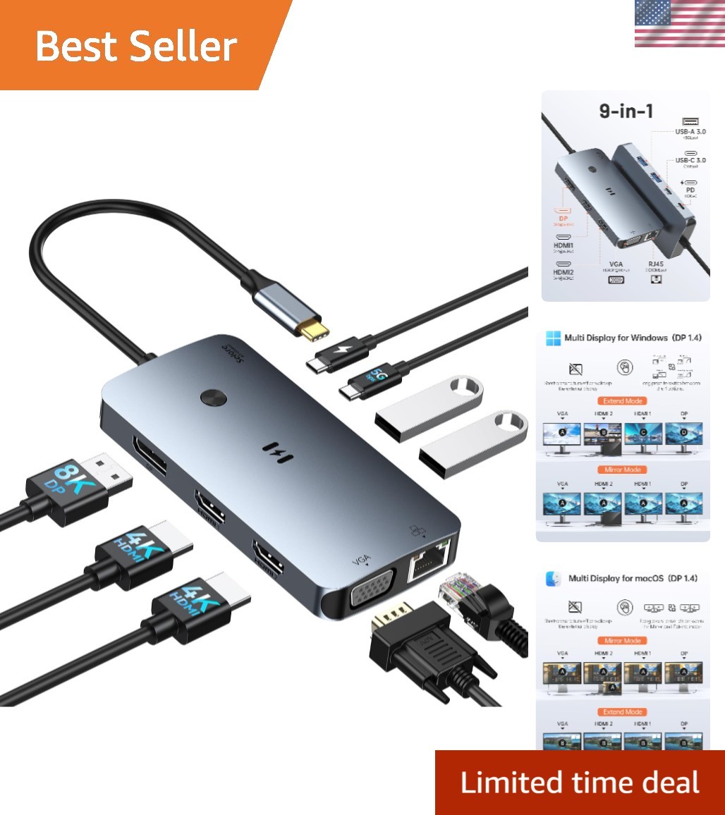 9-in-1 USB C Docking Station: Seamlessly Enhance Your Workspace Productivity