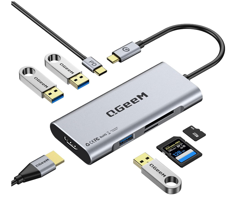 QGEEM 7-in-1 USB-C Hub M7VC01 Multiport Adapter for Laptop MacBook New(A113)