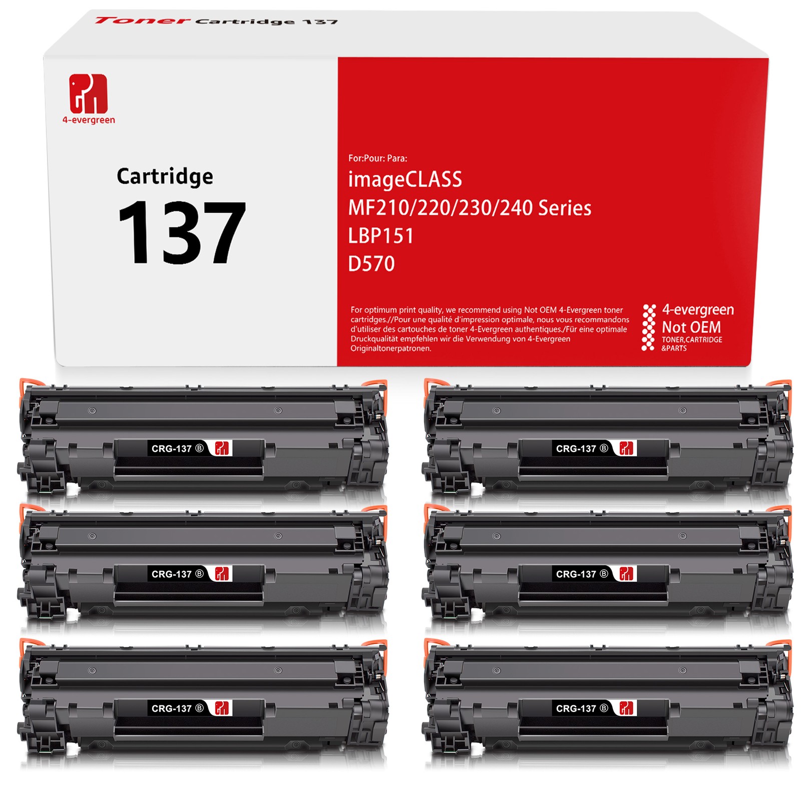 6PK CRG137 Toner Cartridge for Canon 137 Toner MF232w MF244dw MF236n MF216n