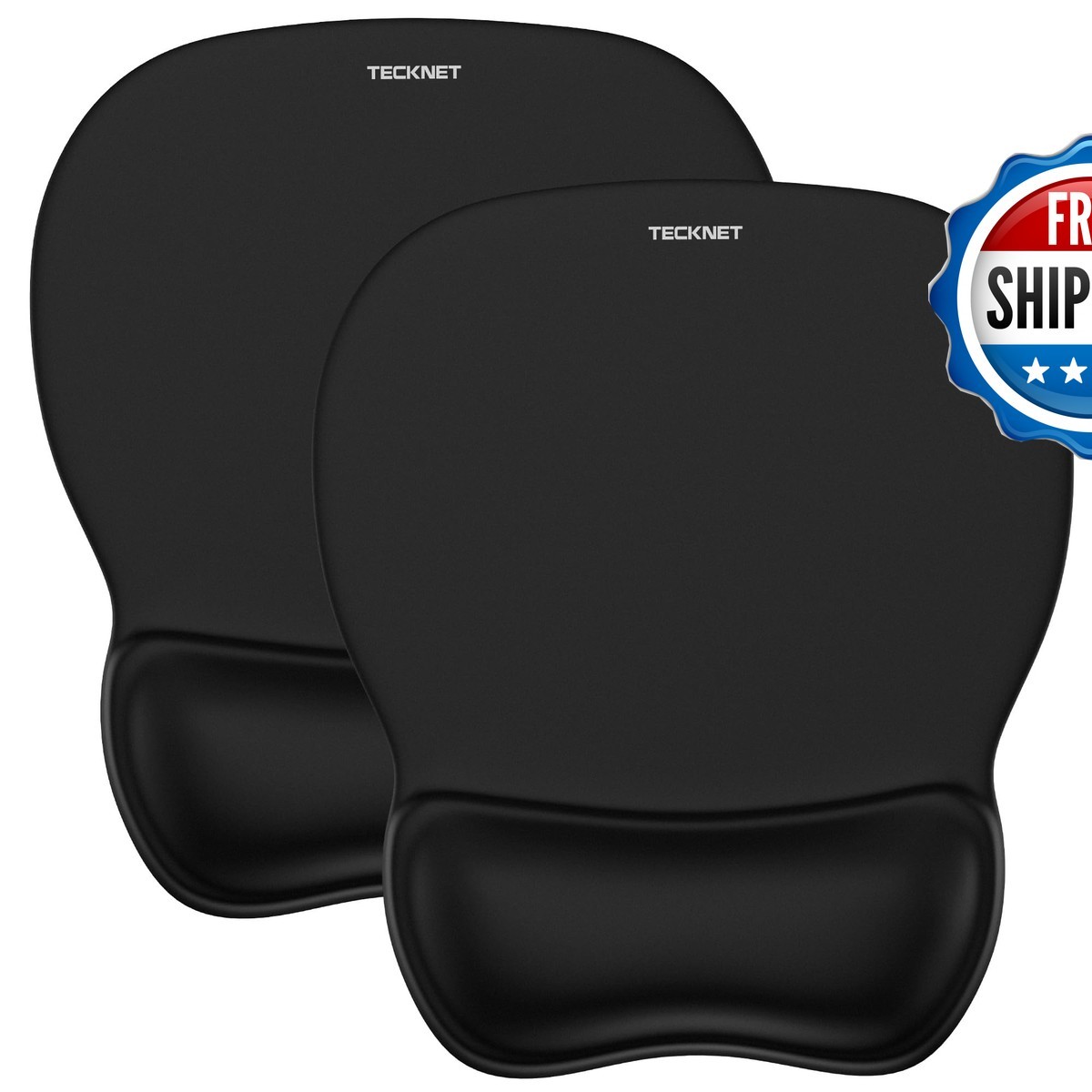 TECKNET 2 Pack Gel Ergonomic Mouse Pad with Wrist Rest Non-Slip PU Base