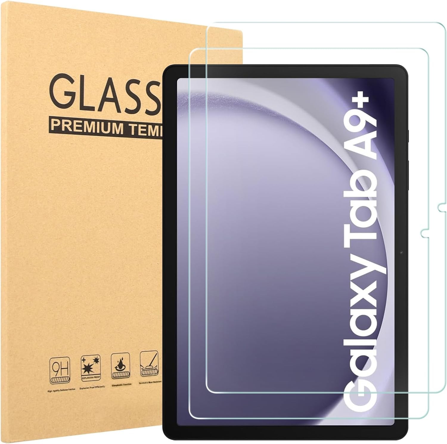 Case for Samsung Galaxy Tab A9+ 11 Inch 2023 with 9H Hardness Screen Protector