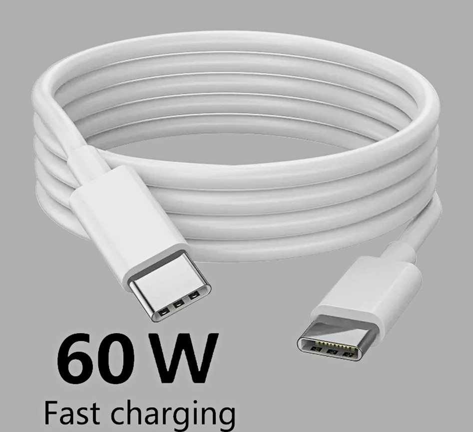3 Pcs USB-C to USB-C PD 60W Fast Charging Cable, White 3m For Android /IOS .