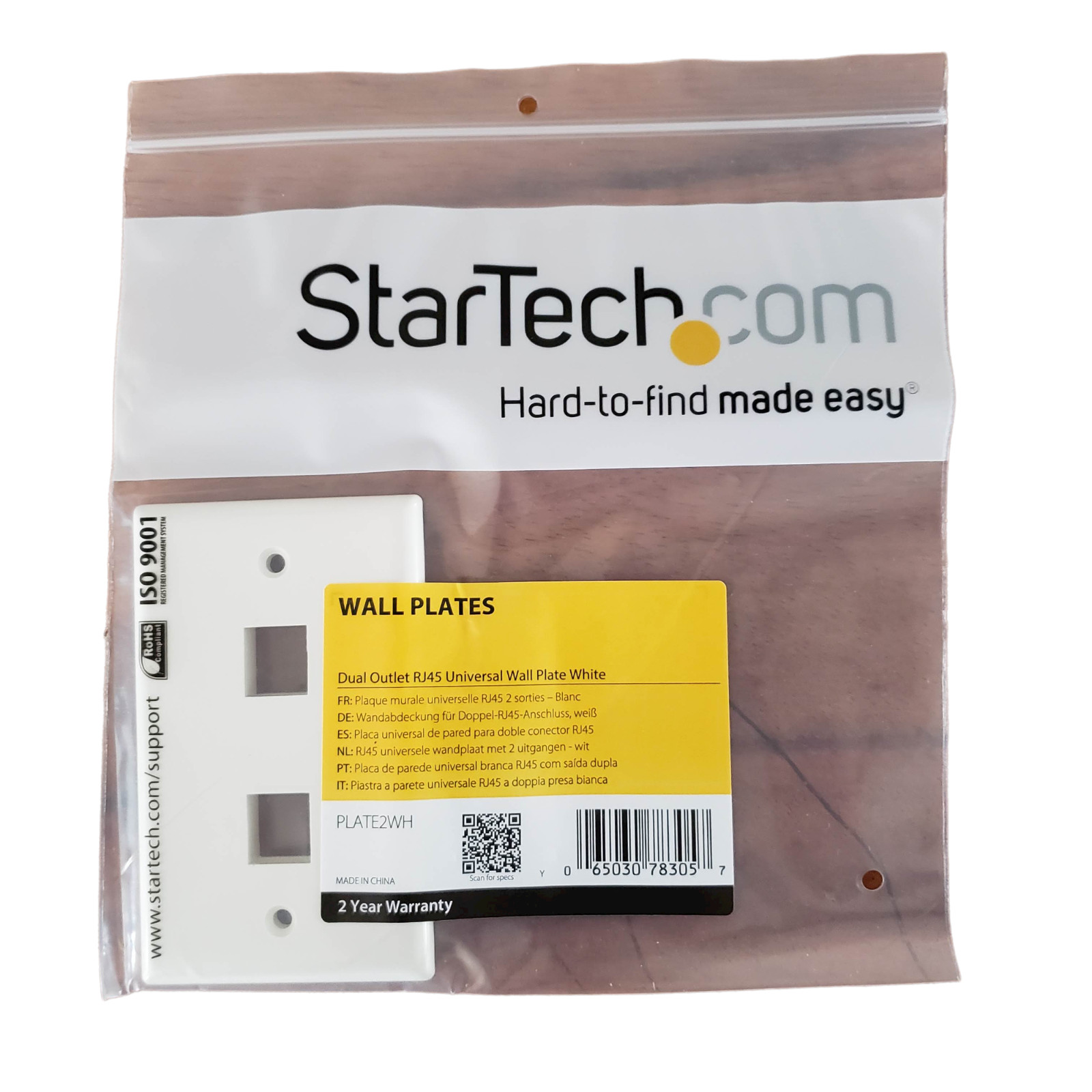 StarTech.com Dual Outlet RJ45 Universal Wall Plate White