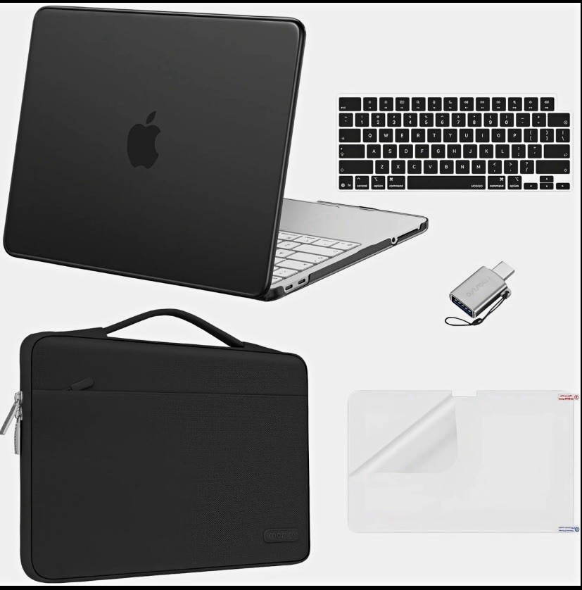 MOSISO 13in Black Polyester Laptop Sleeve Case Water-Resistant Padded