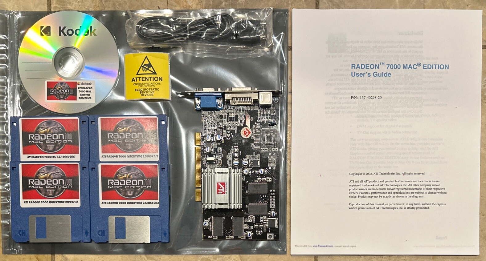 Vintage Apple Macintosh Computer ATI Radeon 7000 PCI Mac Edition 64mb Video Card