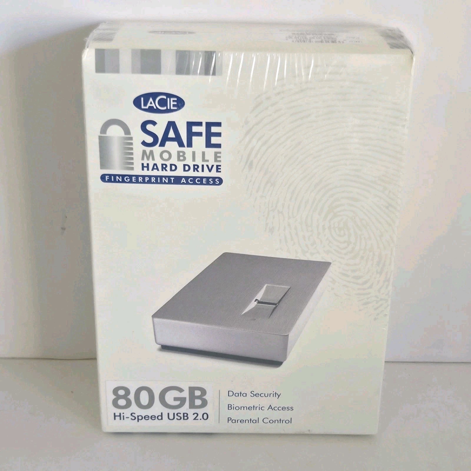 LaCie Safe Mobile Hard Drive With Fingerprint Access & 80GB Storage Capacity NEW