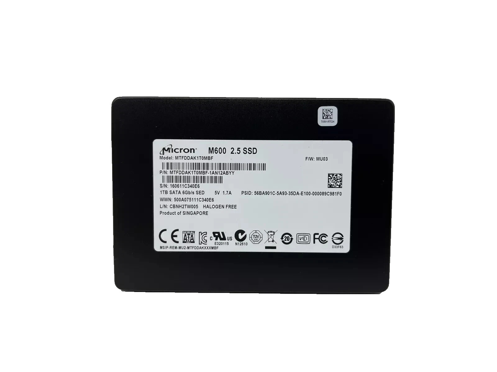 Micron M600 1TB SSD SATA 6Gb/s MTFDDAK1T0MBF 2.5" - GRADE A, TESTED AND WIPED