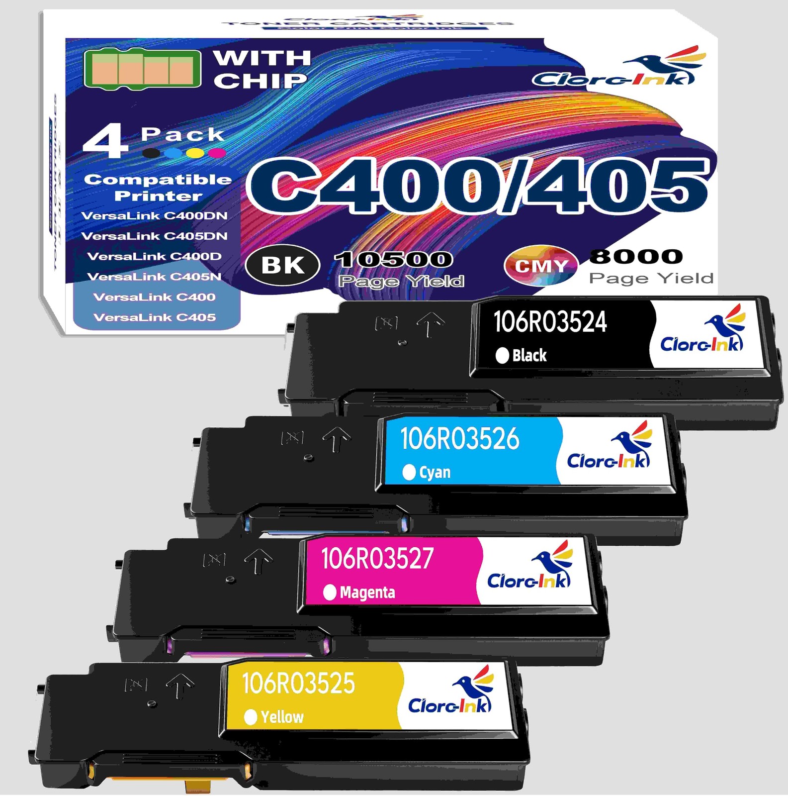 ** NEW Xerox Toner | C400 / C405 | 106R03512 | Black/Color | Compatible | 4-Pack