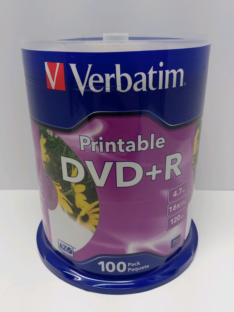 Verbatim Printable DVD+R 4.7 GB 120 Min 16X Speed 100 Pack Sealed 12,000 Minutes